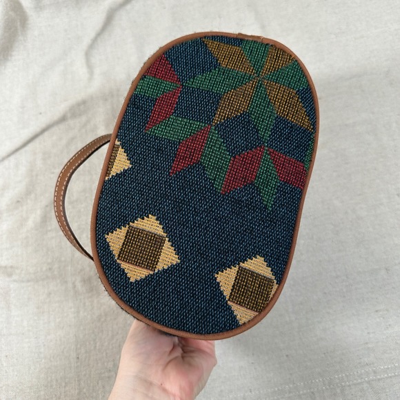 Crossbody purse bag Southwestern Star Pattern Leather tapestry quilt grandmacore - Picture 8 of 9